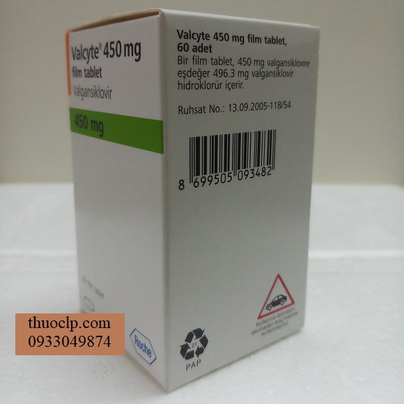 Thuốc Valcyte 450mg Valganciclovir trị viêm võng mạc